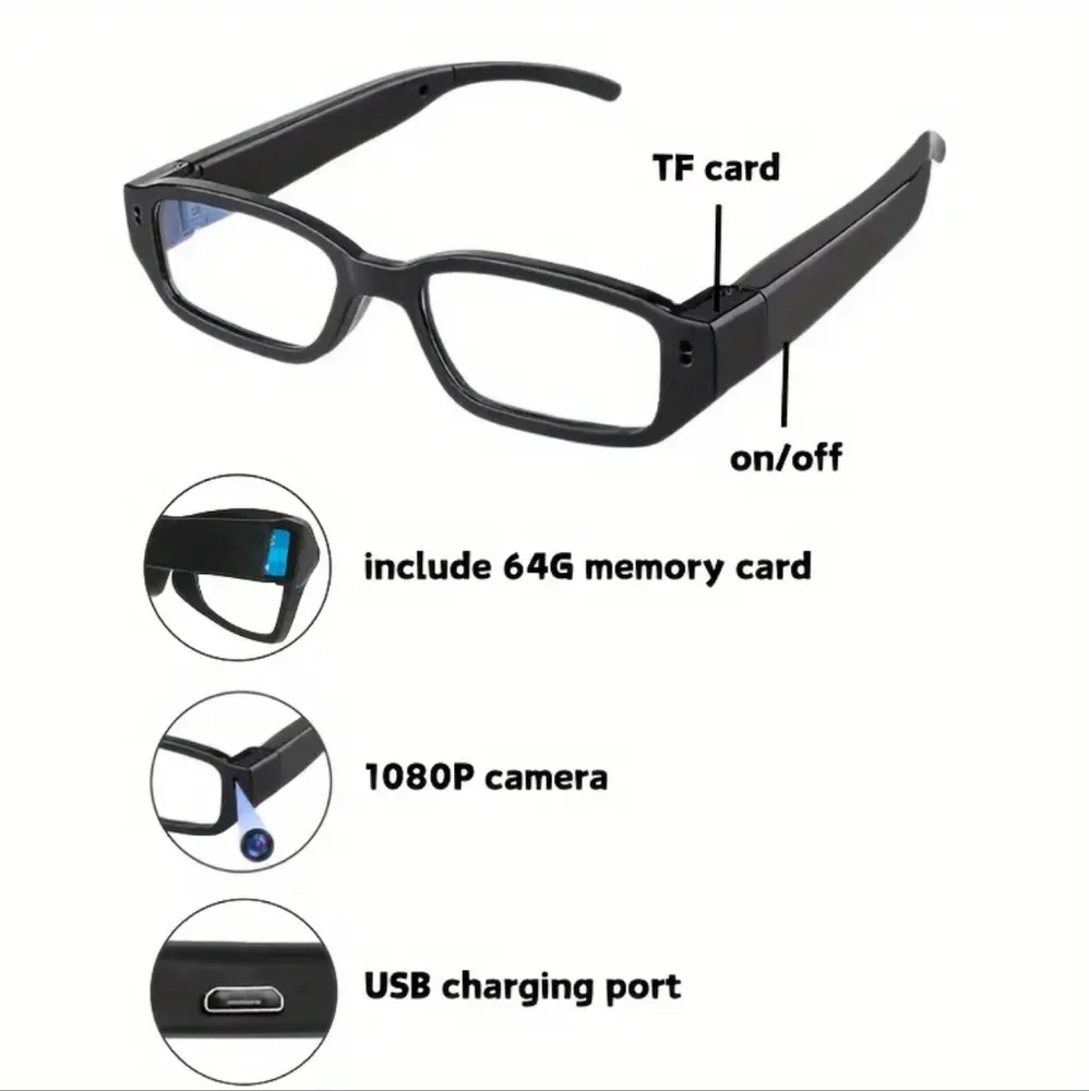 Black Smart Glasses with Camera & Discreet Design